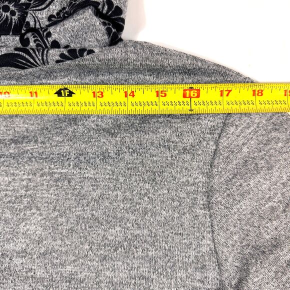 NWT Indigo Soul Floral Scroll Print Cowl Neck Grey Tunic Womens L Stretch Hi-Lo - Picture 9 of 16